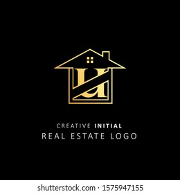 Real Estate Logo with initial letter u, design vector symbol building company template