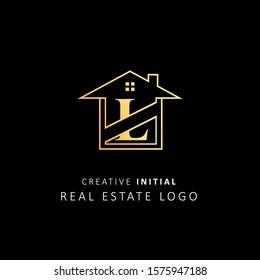 Real Estate Logo with initial letter l, design vector symbol building company template