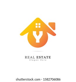 Real estate logo with initial letter Y, design vector illustration symbol of real estate