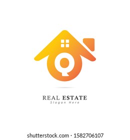 Real estate logo with initial letter Q, design vector illustration symbol of real estate