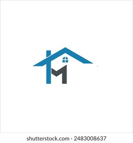 Logo inmobiliario con inicial M en azul y gris