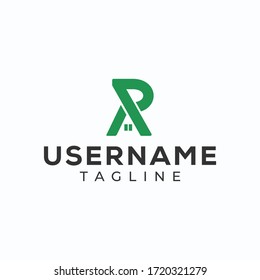 El logotipo inmobiliario en las letras R y A del estilo monograma inicial es verde.