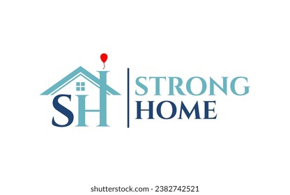 Immobilienlogo mit anfänglichem SH-Design-Template	
