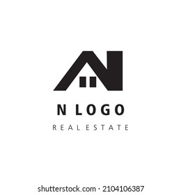 iniciales del logotipo de bienes raíces N diseño de plantillas de vectores
