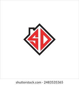 Real estate logo with the initials SD in red and black