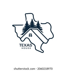 Logotipo inmobiliario dentro del mapa de vectores de Texas ilustración de diseño de arte lineal Premium