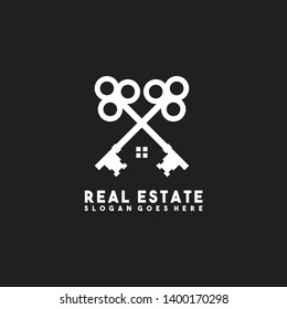 Real estate logo inspiration vector template with simple crossed key