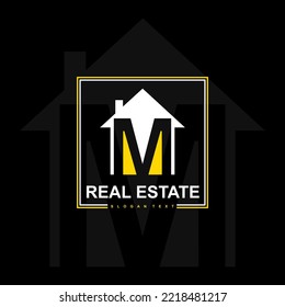 Real Estate logo latter M. Real estate logo with House and the letter M. Minimal and creative design. vector eps10