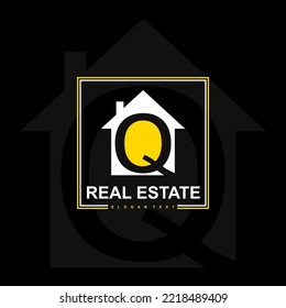 Real Estate logo latter Q. Real estate logo with House and the letter Q. Minimal and creative design. vector eps10