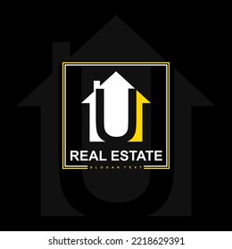 Real Estate logo latter U. Real estate logo with House and the letter U. Minimal and creative design. vector eps10