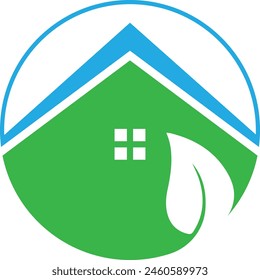 Logotipo inmobiliario con hoja