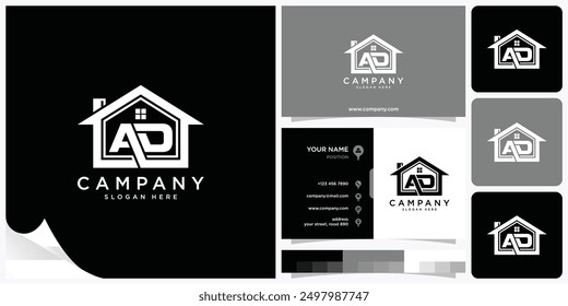 Real Estate Logo Letter AD, Real Estate Logo Letter DA, Logo Design Concept Vector Illustration Template for Property Business