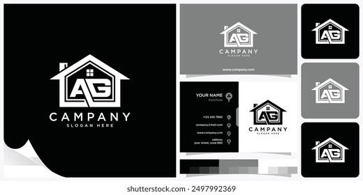 Real Estate Logo Letter AG, Real Estate Logo Letter GA, Logo Design Concept Vector Illustration Template for Property Business