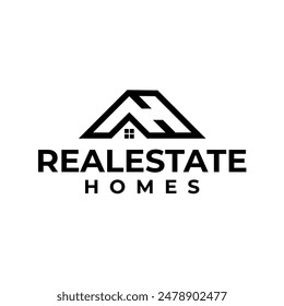 Real estate logo. letter AH with house