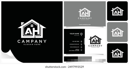 Real Estate Logo Letter AH, Real Estate Logo Letter HA, Logo Design Concept Vector Illustration Template for Property Business