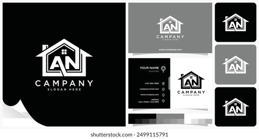 Real Estate Logo Letter AN, Real Estate Logo Letter NA, Logo Design Concept Vector Illustration Template for Property Business