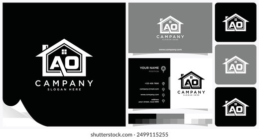 Logo-Letter AO für Immobilien, Logo-Letter OA für Immobilien, Logo-Design-Konzept, Vektorgrafik-Vorlage für Immobilien-Unternehmen