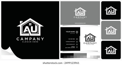 Real Estate Logo Letter AU, Real Estate Logo Letter UA, Logo Design Concept Vector Illustration Template for Property Business