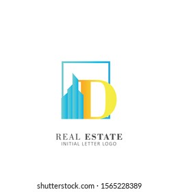 Real estate logo with letter d element vector