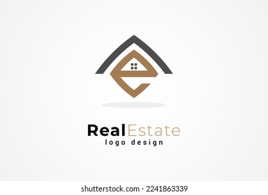 Real Estate Logo, Letter E with home combination, suitable for Architecture Building apps logo design