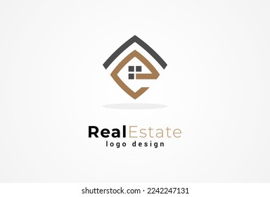 Real Estate Logo, Letter E with home combination, suitable for Architecture Building apps logo design, vector illustration