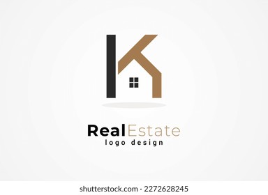 Real Estate Logo, Letter K with home combination, suitable for Architecture Building apps logo design