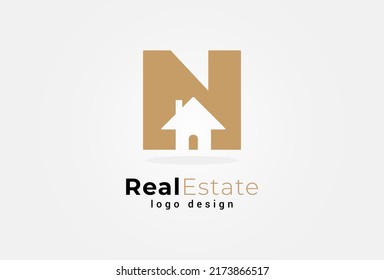 Real Estate Logo, letter N and home combination, suitable for Architecture Building apps logo design