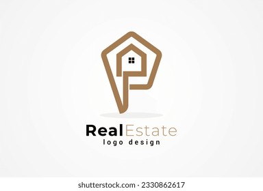 Real Estate Logo, Letter P with home combination, suitable for Architecture Building apps logo design