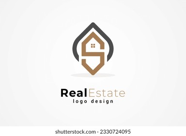 Real Estate Logo, Letter S with home combination, suitable for Architecture Building apps logo design