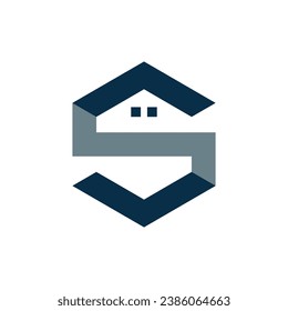 Real estate logo with letter S style vector design. Perfect for logo brand, company brand, icon logo, etc