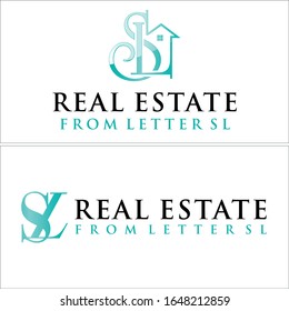 Real estate logo with letter SL home combination symbol modern line vector suitable for mortgage property provide business