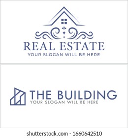 Logotipo inmobiliario símbolo vectorial techo ventana de construcción de casas y adorno adecuado para agencias de negocios hotel hipotecario