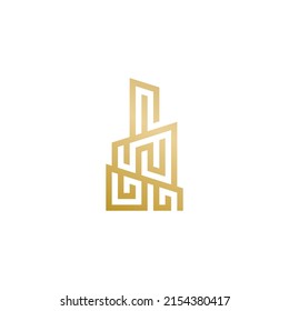 Estilo lineal del logotipo inmobiliario