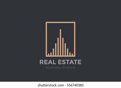 Real Estate Logo Luxury design Skyscrapers vector template Linear style.
Realty Construction Logotype concept icon.