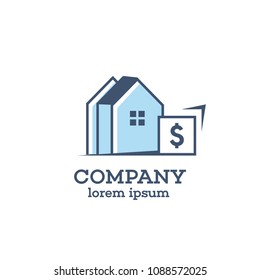 Real estate logo, modern house icon on white background, sell