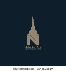 real estate logo n initial icon with creative vector illustration