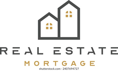 Logo inmobiliario de fondo. Elemento de plantilla de diseño de logotipo de vectores planos para construcción, logotipos de construcción de arquitectura.