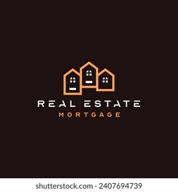 Real Estate Logo on Background. Flat Vector Logo Design Template Element for Construction, Architecture Building Logos.