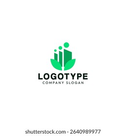 Real estate logo with people and leaves. Original modern logo.