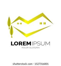 real estate logo premium vector.modern style real estate concept.gold color style