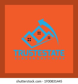 Logotipo inmobiliario con fondo rojo