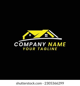Logotipo inmobiliario, logotipo de construcción de techo, ilustración vectorial del diseño del logotipo del constructor