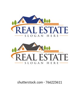 Real Estate logo, Roof Construction logo, Builder logo design template vector illustration