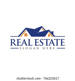 Real Estate logo, Roof Construction logo, Builder logo design template vector illustration