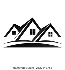 Real Estate Logo Roof Logo Design silhouette houses Logo icon Design 