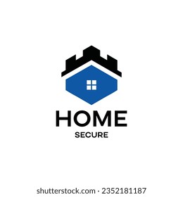 real estate logo with security concept and fort graphic for brand identity