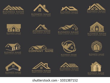 Real Estate Logo Set, Creative House Logo Collection, Abstract Buildings Logo Set. Vector Illustrator Eps.10