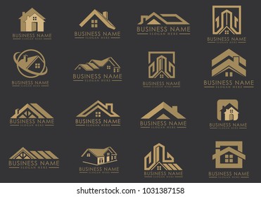 Real Estate Logo Set, Creative House Logo Collection, Abstract Buildings Logo Set. Vector Illustrator Eps.10