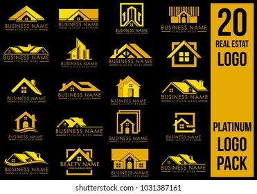 Real Estate Logo Set, Creative House Logo Collection, Abstract Buildings Logo Set. Vector Illustrator Eps.10