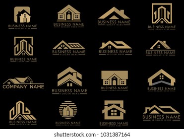 Real Estate Logo Set, Creative House Logo Collection, Abstract Buildings Logo Set. Vector Illustrator Eps.10